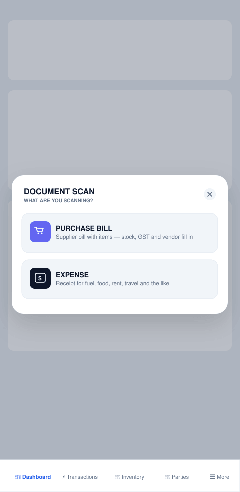Likhtam AI voucher scanner for bills & receipts screen