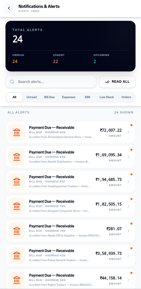 Likhtam Payment reminders screen
