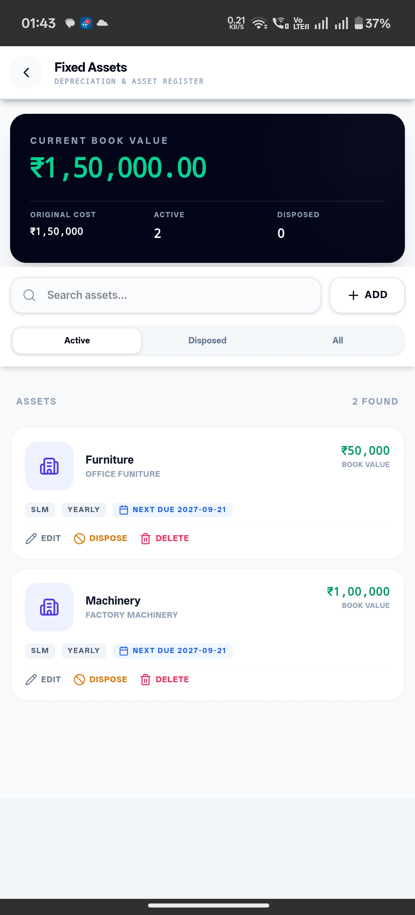 Likhtam Capitalize purchases as fixed assets, automatically screen